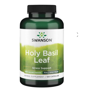 Swanson Holy Basil Leaf (Bazalka indická), 800 mg, 120 kapslí