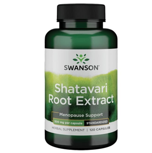 Swanson Shatavari Root Extract Standardized (standardizovaný extrakt Chřest hroznovitý kořen), 500 mg, 120 kapslí