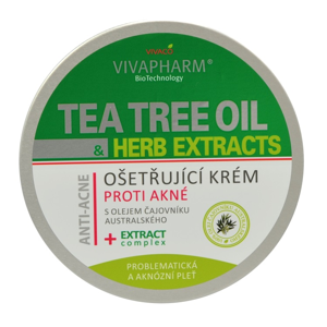 Vivaco Herb extrakt Ošetřující krém proti akné s Tea Tree Oil HERB EXTRACT 200 ml